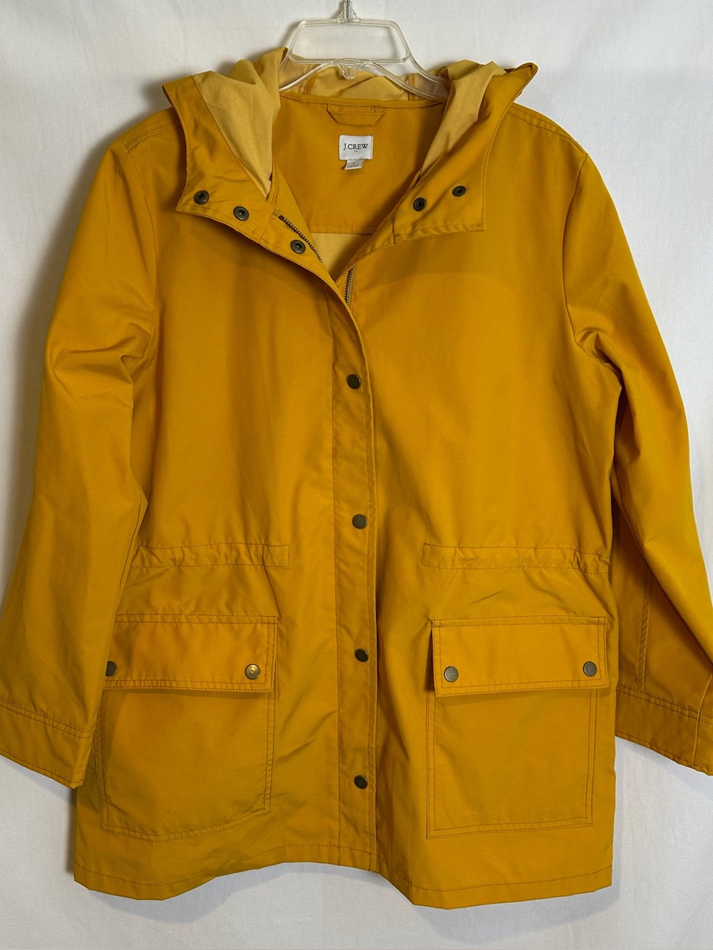 J. CREW Factory Classic Hooded Rain Coat Utility Jacket, Mustard Gold | Sz